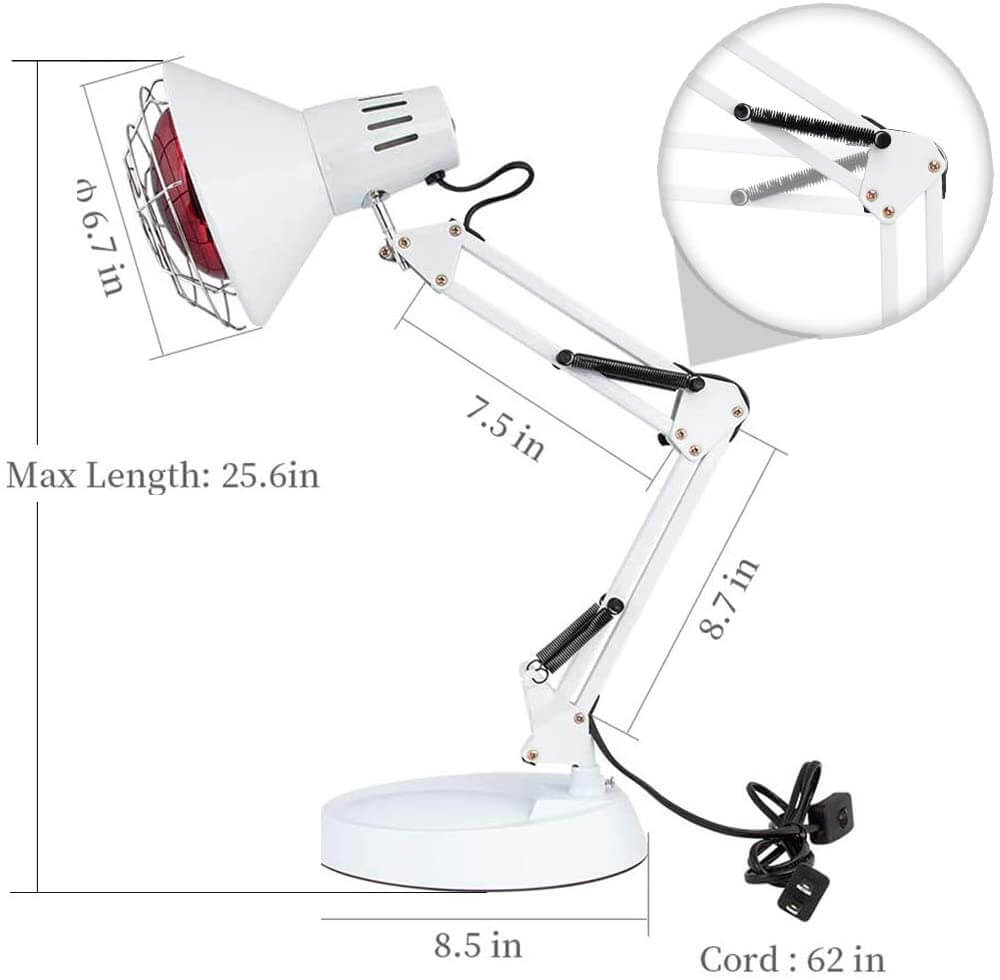 Infrared Red Light Therapy Lamp height