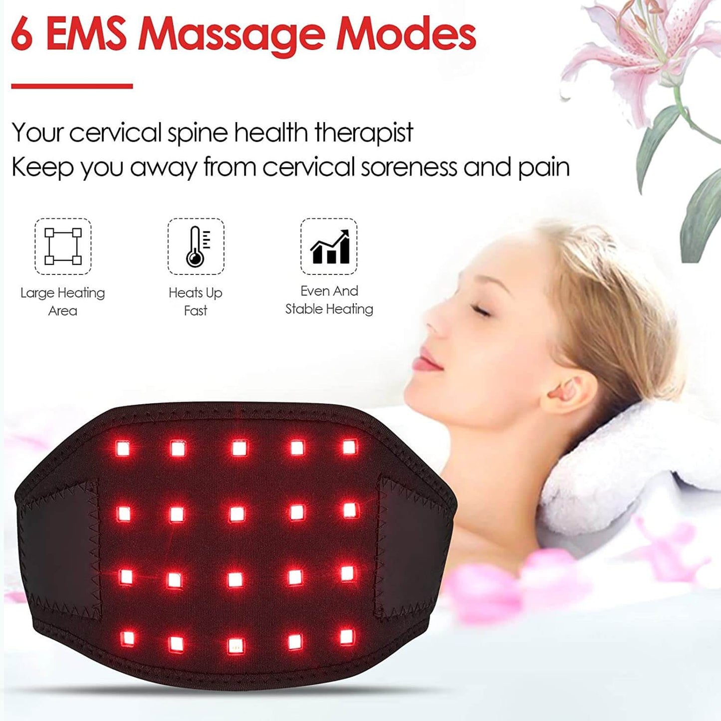 LED Red Light Therapy Neckband infrared neck pad EMS massage