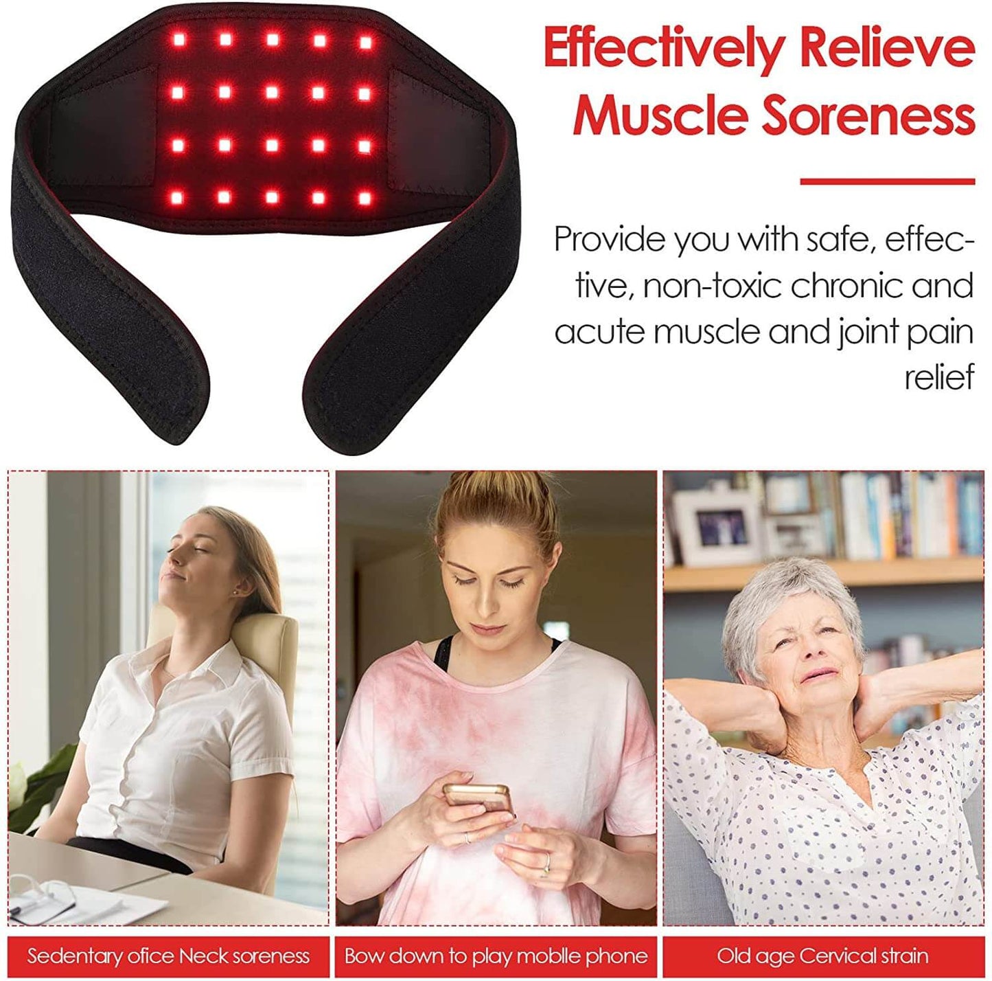 LED Red Light Therapy Neckband infrared neck pad pain relief