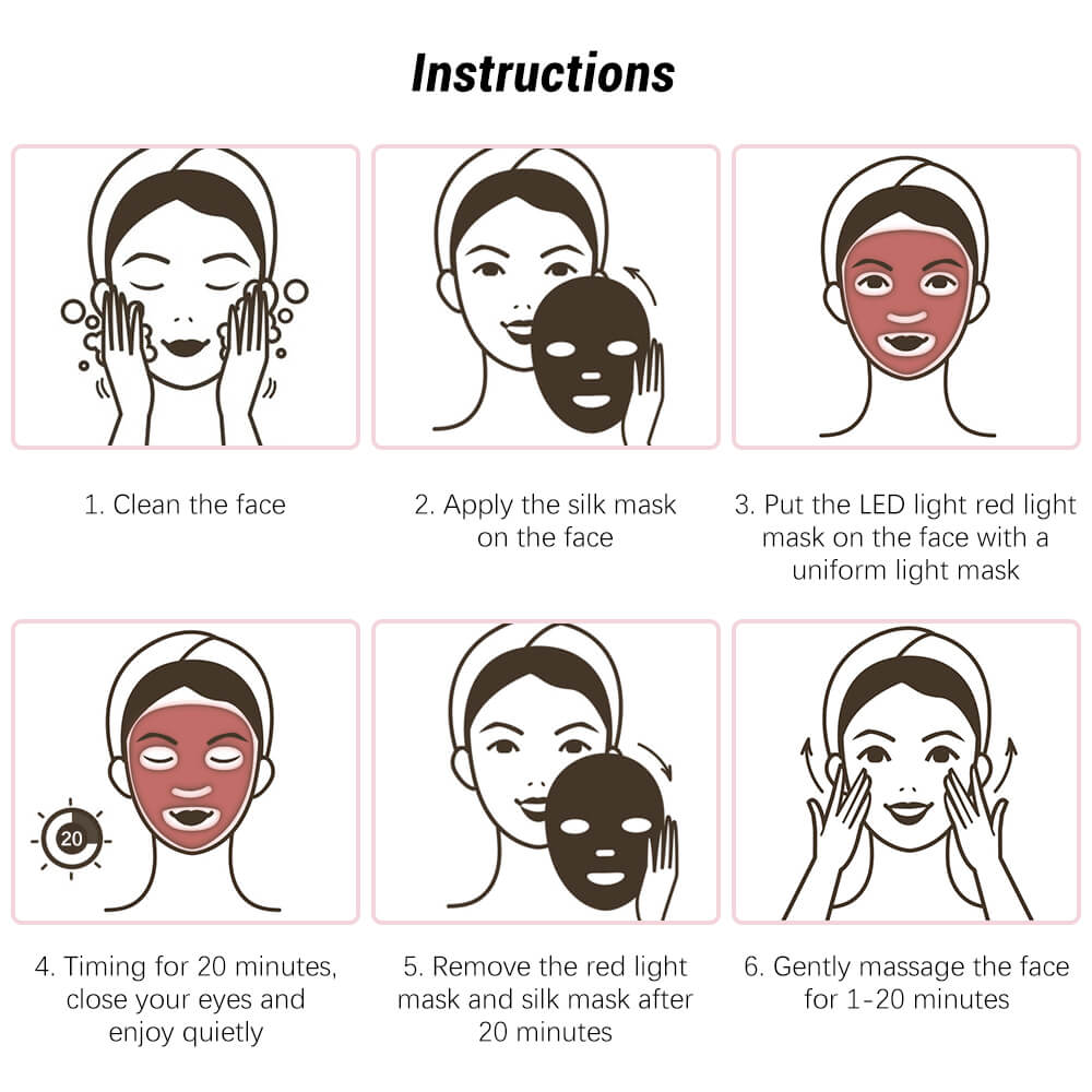 Red LED Light Photon Therapy Soft Gel Mask instruction