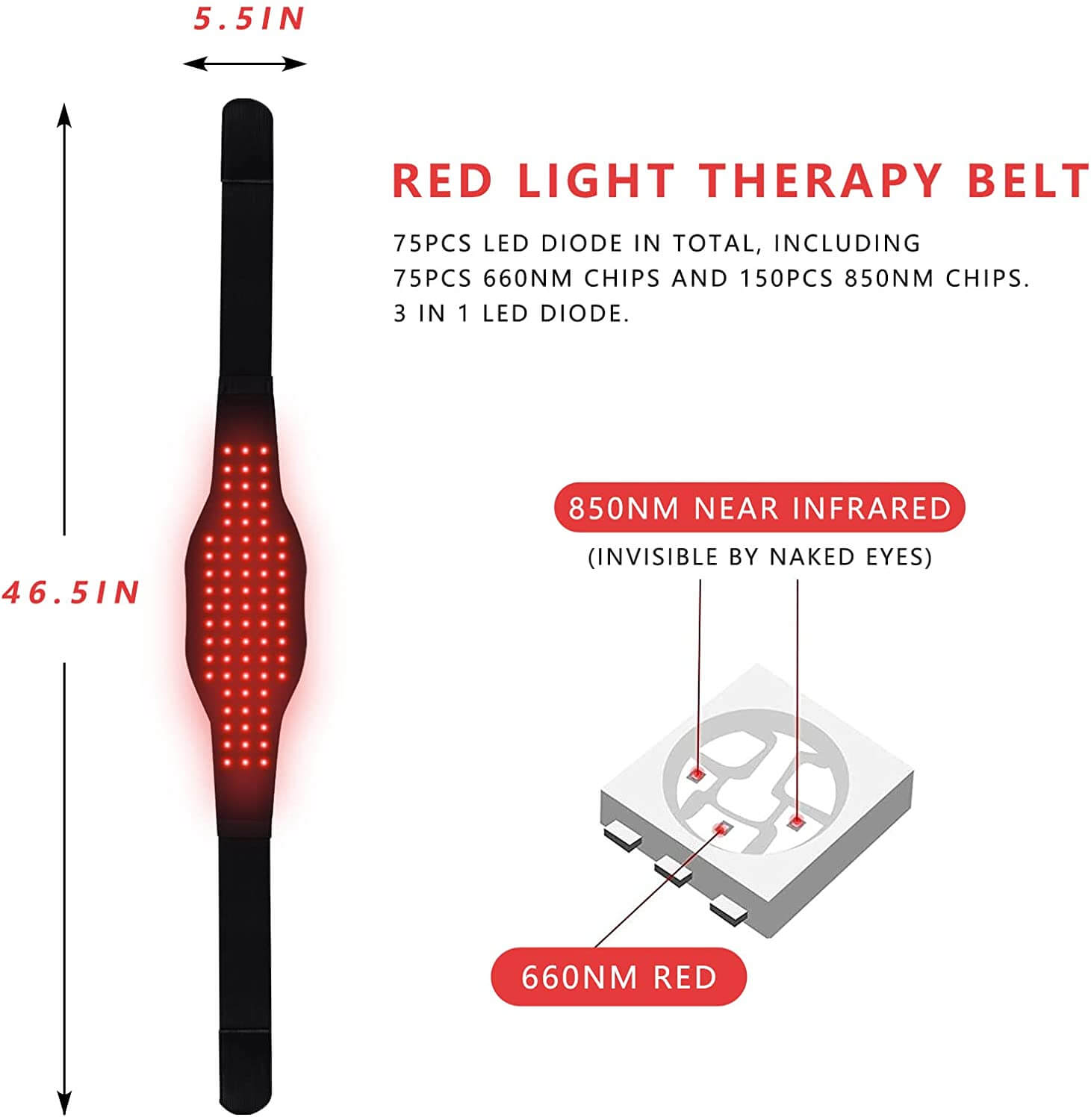 Red Light Therapy Belt for shoulder wraist pain relief led