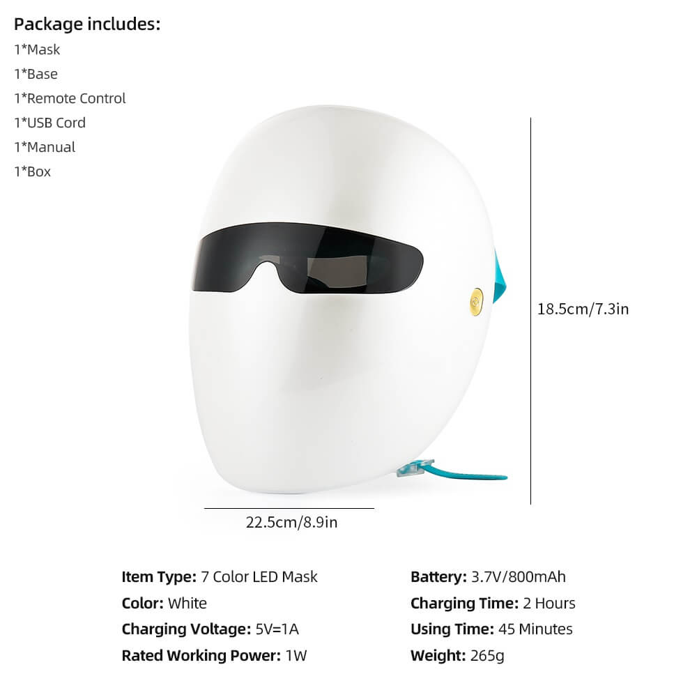 Wireless LED Face Mask Light Photon Therapy size