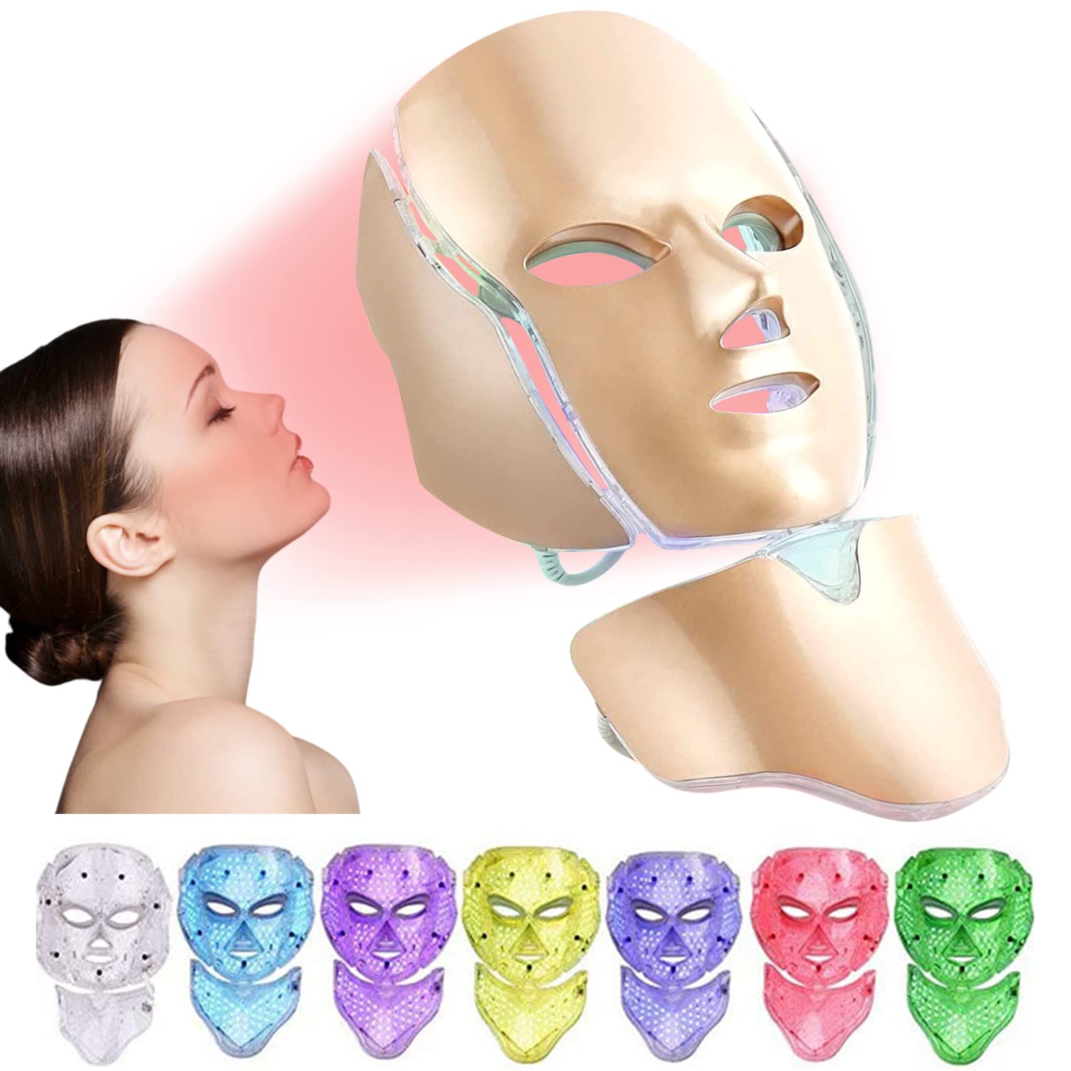 led face mask light therapy 7 colors